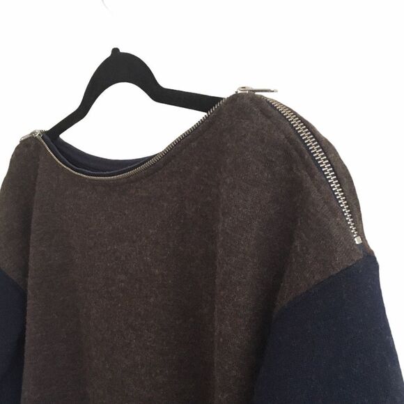 MADEWELL Wool Colorblock Shift Mini Dress Brown Blue S - Picture 5 of 10